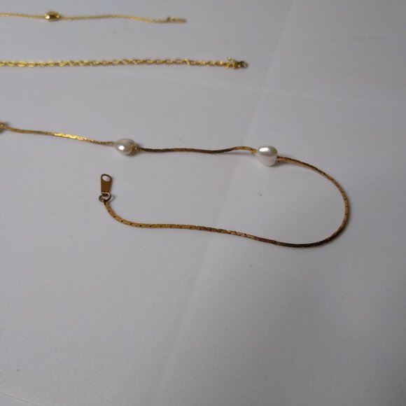 Lot Of 3 Heart Bead Jewelry 2 Ankle Bracelets 1 Necklace - Picture 12 of 16